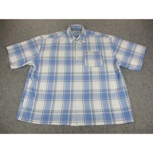 CalTop Shirt Mens 4XL XXXXL Blue White Plaid Button Up OG Chicano Vato